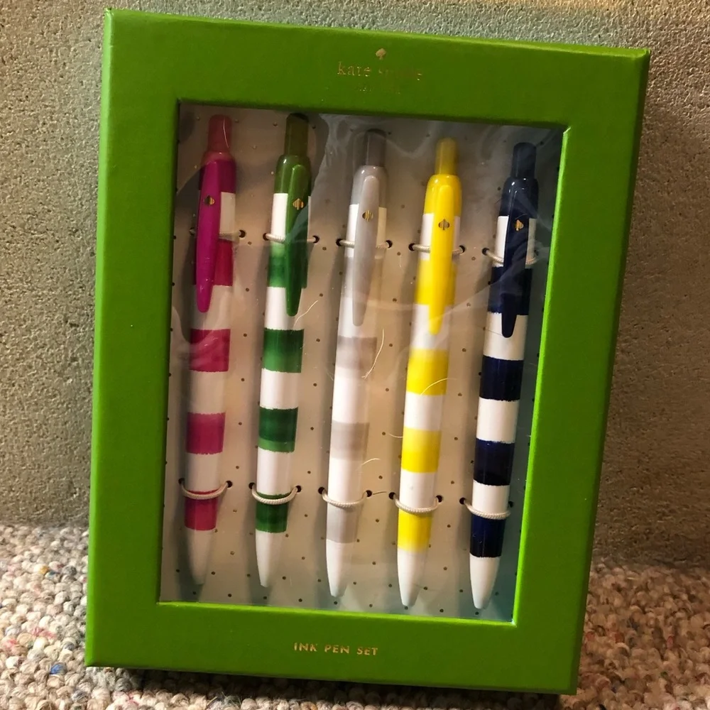 🆕 Kate Spade ♠️ Rugby Stripe Pen Set of 5